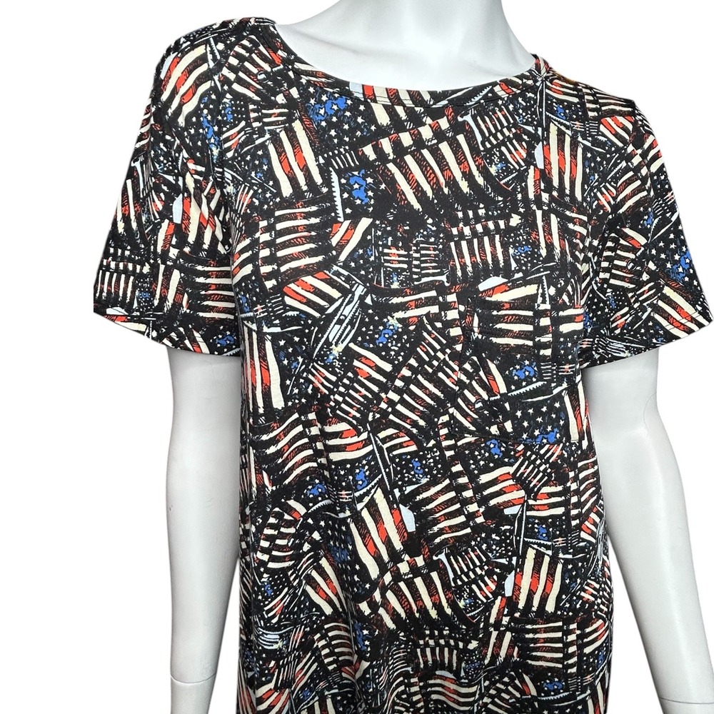LuLaRoe Carly Dress American Flag Print Large Black NWT